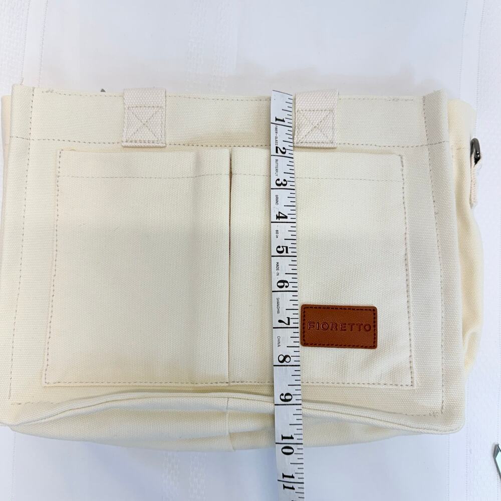 Canvas Tote Bag Cream Off White Laptop Work Teacher Nurse Organizer Crossbody - Picture 9 of 10